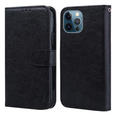 For iPhone 12 Pro / 12 Skin Feeling Oil Leather Texture PU + TPU Phone Case(Black)