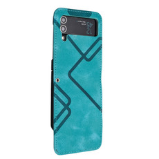 For Samsung Galaxy Z Flip4 Line Pattern Skin Feel Leather Phone Case(Light Blue) For Samsung Galaxy Z Flip4 Line Pattern Skin Feel Leather Phone Case(Light Blue)