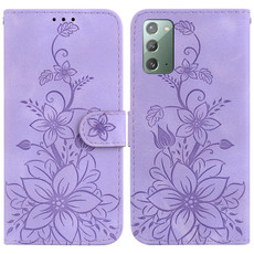 For Samsung Galaxy Note20 Lily Embossed Leather Phone Case(Purple) For Samsung Galaxy Note20 Lily Embossed Leather Phone Case(Purple)