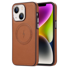 For iPhone 15 Plus Side Leather Magsafe Phone Case(Brown)