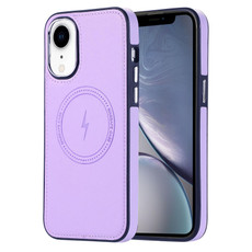 For iPhone XR Side Leather Magsafe Phone Case(Light Purple)