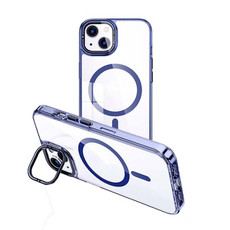 For iPhone 13 MagSafe Magnetic Invisible Holder Transparent Phone Case(Blue)