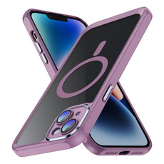 For iPhone 14 Plus MagSafe Magnetic PC + TPU Phone Case with Lens Film(Light Purple)