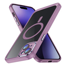 For iPhone 15 Plus MagSafe Magnetic PC + TPU Phone Case with Lens Film(Light Purple)