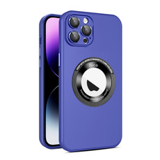 For iPhone 14 Pro Max Eagle Eye Lens CD Texture MagSafe Magnifier Phone Case(Dark Purple)
