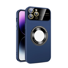 For iPhone 11 Pro Max Large Glass Window Magnetic Magsafe Phone Case with Lens Film(Royal Blue) For iPhone 11 Pro Max Large Glass Window Magnetic Magsafe Phone Case with Lens Film(Royal Blue)