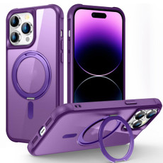 For iPhone 14 Pro Max MagSafe Magnetic Rotating Holder Phone Case(Purple) For iPhone 14 Pro Max MagSafe Magnetic Rotating Holder Phone Case(Purple)