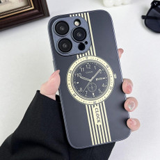 For iPhone 13 Pro Clock Pattern Magnetic Lens Protection Phone Case(Black)
