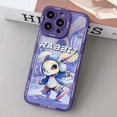 For iPhone 14 Pro Max Liquid Angel Eyes Hip Hop Rabbit TPU Phone Case(Purple Petal)