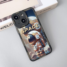 For iPhone 14 Liquid Angel Eyes Giant Astronaut TPU Phone Case(Black)