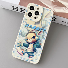 For iPhone 14 Pro Max Liquid Angel Eyes Hip Hop Rabbit TPU Phone Case(Beige)