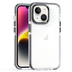 For iPhone 14 Two-color TPU Transparent PC Phone Case(Black)