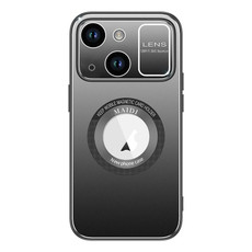 For iPhone 14 Large Window MagSafe Skin Feel PC Phone Case(Black)