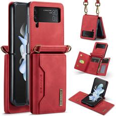 For Samsung Galaxy Z Flip4 5G DG.MING M2 Series Card Bag Magnetic Leather Phone Case(Red)
