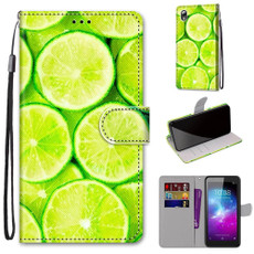 For ZTE Blade L8 / A3 2019 Coloured Drawing Cross Texture Horizontal Flip PU Leather Case with Holder & Card Slots & Wallet & Lanyard(Green Lemon)