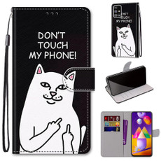 For Samsung Galaxy M31s Coloured Drawing Cross Texture Horizontal Flip PU Leather Case with Holder & Card Slots & Wallet & Lanyard(Middle Finger White Cat) For Samsung Galaxy M31s Coloured Drawing Cross Texture Horizontal Flip PU Leather Case with Holder & Card Slots & Wallet & Lanyard(Middle Finger White Cat)