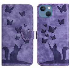 For iPhone 13 mini Butterfly Cat Embossing Flip Leather Phone Case(Purple) For iPhone 13 mini Butterfly Cat Embossing Flip Leather Phone Case(Purple)