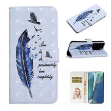 For Samsung Galaxy Note20 Oil Embossed 3D Drawing Leather Phone Case(Blue Feather) For Samsung Galaxy Note20 Oil Embossed 3D Drawing Leather Phone Case(Blue Feather)