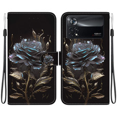 For Xiaomi Poco X4 Pro 5G Crystal Texture Colored Drawing Leather Phone Case(Black Rose) For Xiaomi Poco X4 Pro 5G Crystal Texture Colored Drawing Leather Phone Case(Black Rose)