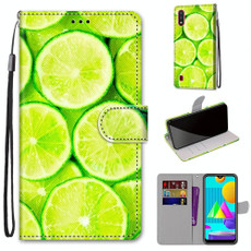 For Samsung Galaxy M01 Coloured Drawing Cross Texture Horizontal Flip PU Leather Case with Holder & Card Slots & Wallet & Lanyard(Lime)