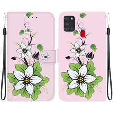 For Samsung Galaxy A21s Crystal Texture Colored Drawing Leather Phone Case(Lily)