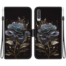 For Samsung Galaxy A70 / A70s Crystal Texture Colored Drawing Leather Phone Case(Black Rose)