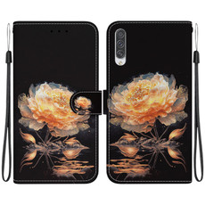 For Samsung Galaxy A70 / A70s Crystal Texture Colored Drawing Leather Phone Case(Gold Peony)