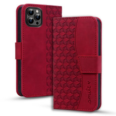 For iPhone 11 Pro Business Diamond Buckle Leather Phone Case with Lanyard(Wine Red)