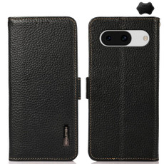For Google Pixel 8a KHAZNEH Side-Magnetic Litchi Genuine Leather RFID Phone Case(Black) For Google Pixel 8a KHAZNEH Side-Magnetic Litchi Genuine Leather RFID Phone Case(Black)