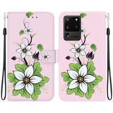 For Samsung Galaxy S20 Ultra Crystal Texture Colored Drawing Leather Phone Case(Lily)