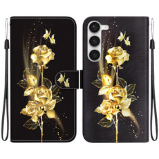 For Samsung Galaxy S23 5G Crystal Texture Colored Drawing Leather Phone Case(Gold Butterfly Rose) For Samsung Galaxy S23 5G Crystal Texture Colored Drawing Leather Phone Case(Gold Butterfly Rose)