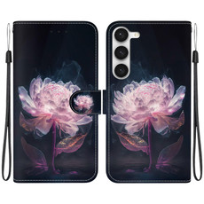 For Samsung Galaxy S23 5G Crystal Texture Colored Drawing Leather Phone Case(Purple Peony) For Samsung Galaxy S23 5G Crystal Texture Colored Drawing Leather Phone Case(Purple Peony)