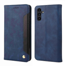 For Samsung Galaxy A05s Skin Feel Splicing Leather Phone Case(Blue) For Samsung Galaxy A05s Skin Feel Splicing Leather Phone Case(Blue)