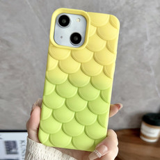 For iPhone 13 Gradient Mermaid Scale Skin Feel Phone Case(Green Yellow) For iPhone 13 Gradient Mermaid Scale Skin Feel Phone Case(Green Yellow)