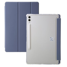 For Samsung Galaxy Tab S9 Ultra/S8 Ultra 3-Fold Clear Acrylic Leather Tablet Case(Lavender)