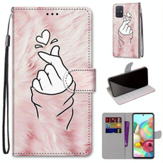 For Samsung Galaxy A71 5G Coloured Drawing Cross Texture Horizontal Flip PU Leather Case with Holder & Card Slots & Wallet & Lanyard(Pink Hands Than Hearts)