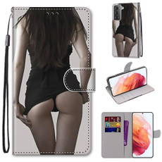 For Samsung Galaxy S21 5G Coloured Drawing Cross Texture Horizontal Flip PU Leather Case with Holder & Card Slots & Wallet & Lanyard(Miniskirt)