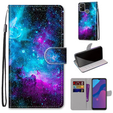 For Huawei Honor 9A Coloured Drawing Cross Texture Horizontal Flip PU Leather Case with Holder & Card Slots & Wallet & Lanyard(Purple Green Starry Sky) For Huawei Honor 9A Coloured Drawing Cross Texture Horizontal Flip PU Leather Case with Holder & Card Slots & Wallet & Lanyard(Purple Green Starry Sky)