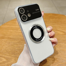 For iPhone 11 Large Window Magsafe Electroplating TPU Phone Case(Silver)