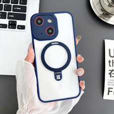 For iPhone 15 Plus Yashi MagSafe Magnetic Holder Phone Case(Blue)