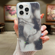 For iPhone 14 Ink Smudged Glitter TPU Phone Case(Black)