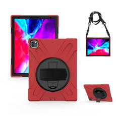 360 Degree Rotation Silicone + PC Case with Strap for iPad Pro 12.9 2018 (Red)