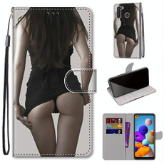 For Samsung Galaxy A21 Coloured Drawing Cross Texture Horizontal Flip PU Leather Case with Holder & Card Slots & Wallet & Lanyard(Miniskirt)