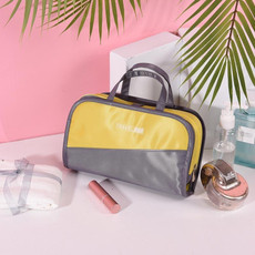 Multifunctional 2 In 1 Cosmetic Bag Portable Large Capacity Transparent Cosmetic Brush Storage Bag Wash Bag(Gray + Yellow)