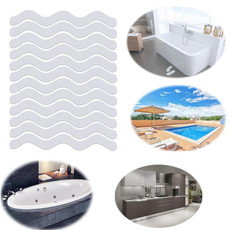 24pcs /Bag Wavy Shaped Safety Bathtub Non-Slip Sticker, Specification:  1.3 x 18cm(Transparent)