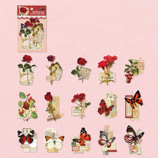 15pcs /Pack PET Butterfly Flower Series Retro DIY Hot Stamping Handbook Stickers, Style: Romantic Love Letter