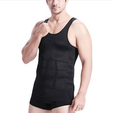 Men Slimming Body Shaper Vest Underwear, Size: M(Black)
