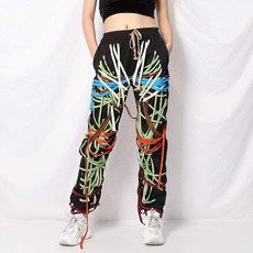 Casual Black Leggings Fashion Strap Pockets Multi-layer Niche Design Trousers (Color:Colour Size:XL) Casual Black Leggings Fashion Strap Pockets Multi-layer Niche Design Trousers (Color:Colour Size:XL)