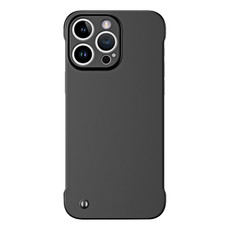 For iPhone 14 Pro Frameless Metallic Paint Hybrid PC Phone Case(Matte Black)