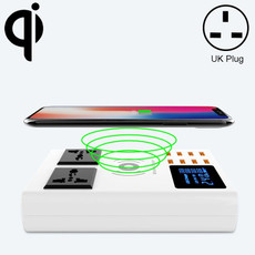 YC-CDA10W 10W Multi Port USB Intelligent Digital Display Fast Charging Wireless Charger, UK Plug